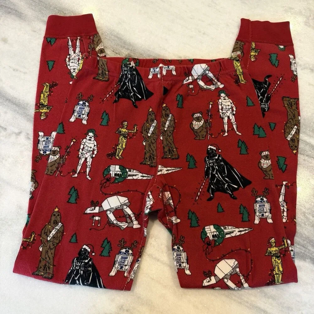 Hanna Andersson Red Star Wars Christmas Pajama Set Kids Size 12 100% Cotton EUC
